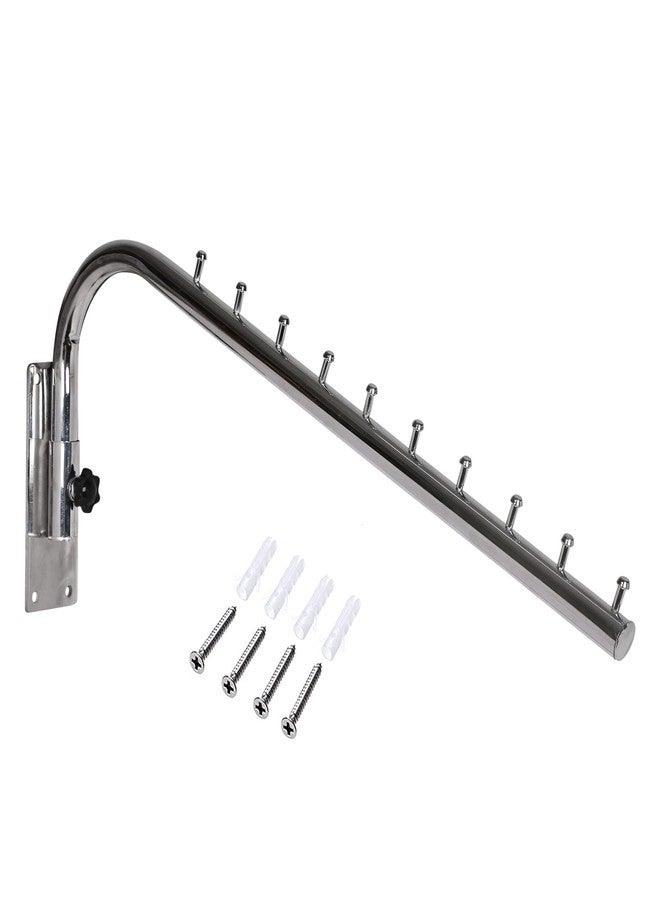 ROLLYWARE Swivel - Swing ARM Hook Rail 10 pin Display Hooks Stainless Steel Wall Mounted Drop Hanger for Clothes Hardware Fittings Shop/Boutique/Showroom/Clothes/Kitchen (19 Inch) - Pack of 1 - Image 1